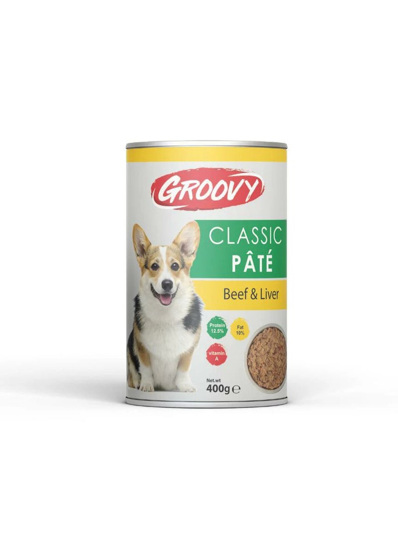 جروفي (GROOVY) باتيه كلاسيك للكلاب باللحم البقري والكبدة  400 جرام